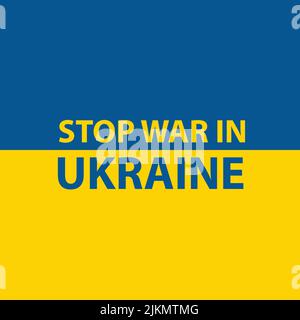 Stoppen Sie den Krieg in der Ukraine Text flache Farbe Stock Vektor