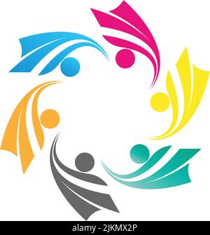 Farbenfrohe Ikone der vereinigten Menschen. Netzwerk-, Union- und Unterstützungskonzept Stock Vektor