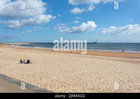 Blick auf den Strand, Blyth South Beach, Blyth, Northumberland, England, Vereinigtes Königreich Stockfoto