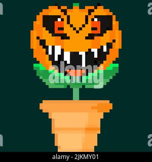 Jack olantern Halloween Blume. Haben Sie ein gruseliges Halloween der Teufel selbst Stock Vektor