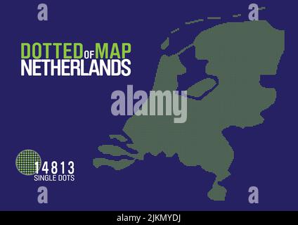 Eine detaillierte und gepunktete Karte der niederlande Stock Vektor