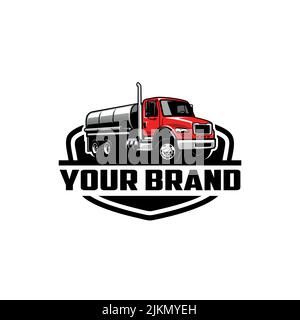Logo-Design mit rot-grauem Tankwagen Stock Vektor