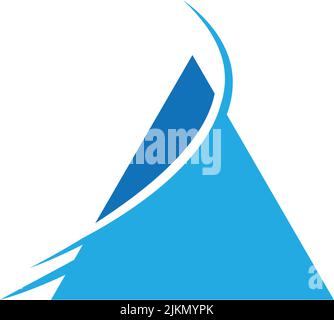 Ein Unternehmens- oder Markenlogo in Pyramidenform mit einer geschwungenen Linie Stock Vektor