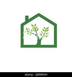Eine Vektordarstellung eines Hausbaumlogos Stock Vektor