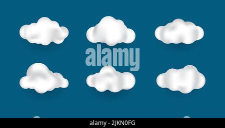 Eine Vektordarstellung von weißen Wolken auf blauem Hintergrund Stock Vektor