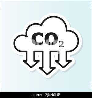 CO2 Aufkleber. Symbol für Kohlendioxidemissionen oder Logo. CO2 Emissionen. Vektor auf isoliertem weißem Hintergrund. EPS 10. Stock Vektor
