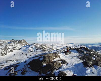 Eine Luftaufnahme des Mount Ulriken in Bergen, Norwegen. Stockfoto