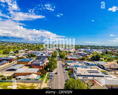 Eine Luftaufnahme der Stadt Inverell in New South Wales, Australien Stockfoto