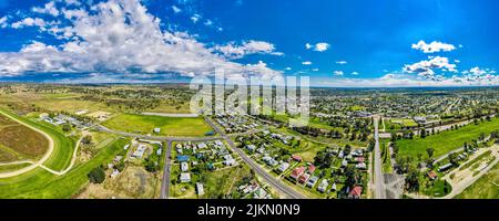 Eine Luftaufnahme der Stadt Inverell in New South Wales, Australien Stockfoto