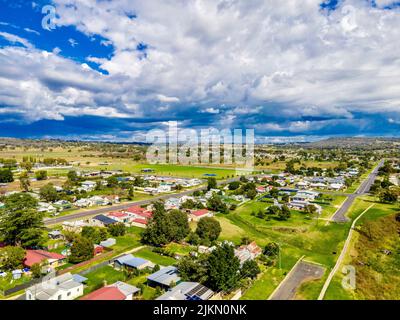 Eine Luftaufnahme der Stadt Inverell in New South Wales, Australien Stockfoto