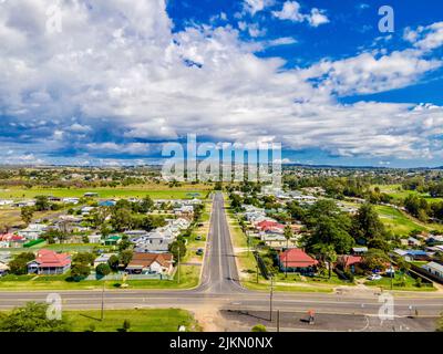 Eine Luftaufnahme der Stadt Inverell in New South Wales, Australien Stockfoto