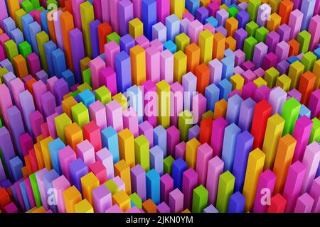 Ein 3D Rendering von bunten unregelmäßigen Blöcke Hintergrund Stockfoto