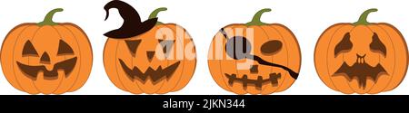 Halloween Kürbis Ikone. Vektor. Herbstsymbol. Flaches Design Stock Vektor