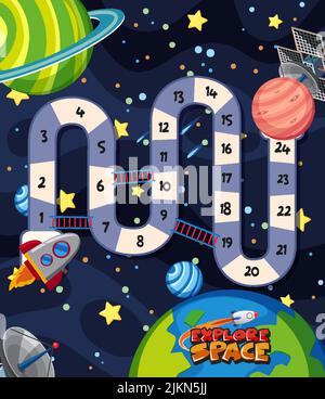 Spiel Vorlage mit Raum Thema Hintergrund Illustration Stock Vektor