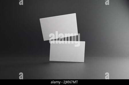 Visitenkarten auf schwarzem Hintergrund. 3D Rendern Stockfoto