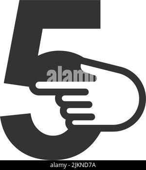 Zahl kombiniert mit einer Hand-Cursor-Symbol-Illustrationsvorlage Stock Vektor