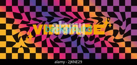 Farbenfroher Vintage karierter Hintergrund im 80s-90s Retro-Stil. Ästhetisch angesagtes Retro-Banner. Vektorgrafik. Stock Vektor