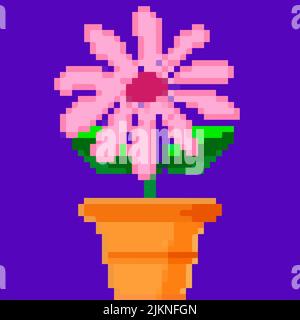 Blume in einem Topf, Pixel-Kunst und die Schaffung Ihres eigenen Gartens Stock Vektor