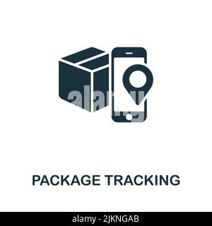 Symbol „Paketverfolgung“. Monochrom Simple Line Online Store Symbol für Vorlagen, Webdesign und Infografiken Stock Vektor