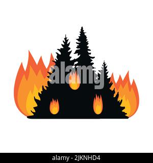 Gefahr von Waldbrand Tannenbäume Illustration Stock Vektor