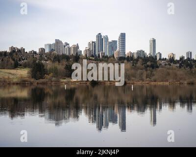 Fotografien rund um den Deer Lake in Burnaby Stockfoto