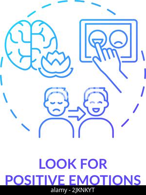 Achten Sie auf das Symbol für das blaue Gradientenkonzept für positive Emotionen Stock Vektor