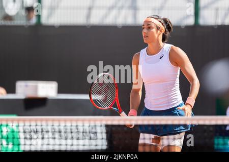 Warschau, Polen. 28.. Juli 2022. Caroline Garcia wurde beim zweiten Spiel der BNP Paribas Poland Open - WTA 250 zwischen Elisabetta Cocciaretto (Italien) und Caroline Garcia (Frankreich) in Warschau in Aktion gesehen. (Endergebnis; Elisabetta Cocciaretto 0:2 (3:6, 5:7) Caroline Garcia) Credit: SOPA Images Limited/Alamy Live News Stockfoto