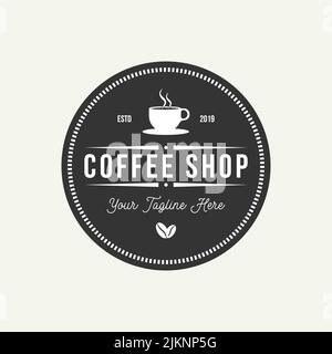 Ein Logo-Design für ein Café im Kreis Stock Vektor