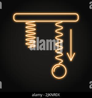 Elastisches Force-Neon-Icon im Line-Style. Gesetz der Physik Symbol. Elastizität der Feder. Vektorgrafik. Stock Vektor