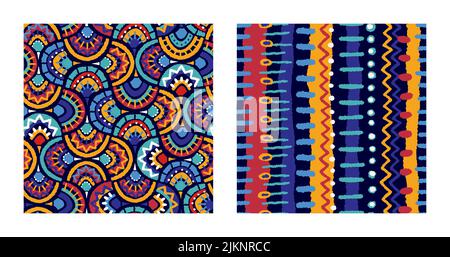 Handgezeichnetes abstraktes nahtloses Muster, ethnischer Hintergrund, Doodle-Stil - ideal für Textilien, Banner, Tapeten, Verpackung - Vektor-Design Stock Vektor