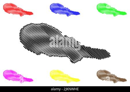 Insel Pico (Azoren-Archipel, Portugal, Portugiesische Republik) Kartenvektordarstellung, Skizze Ilha Preta oder Black Island Karte Stock Vektor