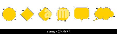 Zitat-Box-Rahmen, großes Set. Symbol für das Feld „Angebot“. Textnachrichten an Angebotsfelder senden. Leere Vorlage Zitat Text Info Design Boxen Zitat Blase Blog Zitate Symbole Stock Vektor