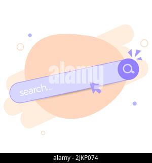 Vorlage für Suchleiste für Website. Navigationssuche nach Browser. Pfeil, Cursor. Kreatives Konzeptdesign im Cartoon-Stil. Vektorgrafik Stock Vektor