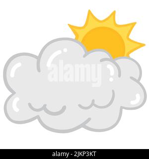 Wolke Sonne Glanz Zeichnung Doodle Illustration Vektor Design Stock Vektor