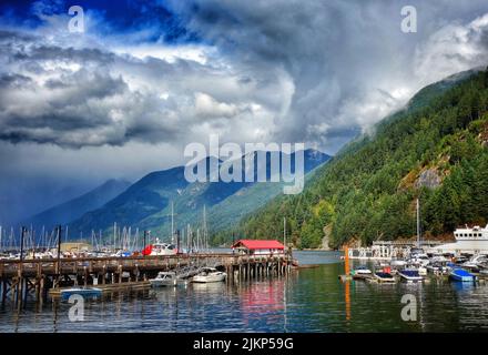 Eine malerische Aussicht auf den Fährhafen Horseshoe Bay in Vancouver, Kanada Stockfoto