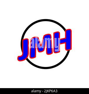 Alphabet Buchstaben JMH in einem Kreis für Logo isoliert auf weißem Hintergrund Stock Vektor