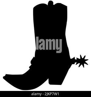 Cowboy Boot Icon auf weißem Hintergrund. Schwarzes Cowboy Boot Schild. Flacher Stil. Stockfoto