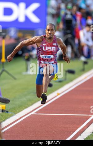 Christian Taylor (USA) dreifache Sprünge 54-0 3/4 (16,48) in der Qualifikationsrunde während der Nachmittagssession am 7. Tag der Leichtathletik-Weltmeisterschaft Stockfoto