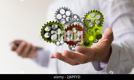 Ein 3D Design von High-Tech Eco Green Unendlichkeit Computer-Technologie-Konzept Stockfoto