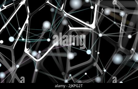 Ein neuronales Netz 3D Abbildung. Big Data und Cybersicherheit Stockfoto