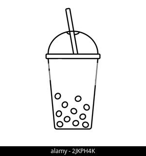 Vektor flache Kontur boba Blase Tee isoliert auf weißem Hintergrund Stock Vektor