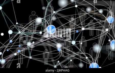 Ein 3D Rendering von Neural Network - Big Data und Cybersecurity Konzept Stockfoto