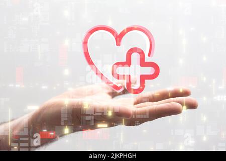 Die Umsetzung des Krankenversicherungskonzepts von 3D Stockfoto