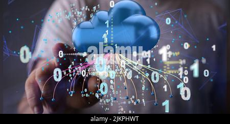 Konzept der Daten-Internet-Infrastruktur. Abstrakter Technologiehintergrund. 3D Rendern. Stockfoto