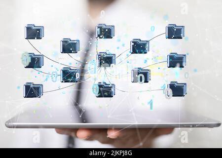Konzept der Internet-Infrastruktur. Abstrakter Technologiehintergrund. 3D-Rendering. Stockfoto