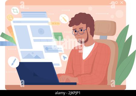 Website-Entwickler 2D Vektor isolierte Illustration Stock Vektor