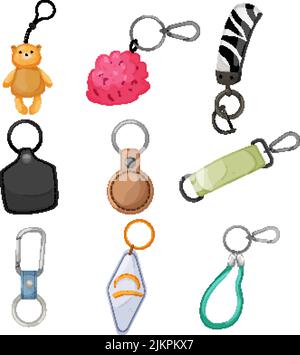 schlüsselanhänger Schlüsselsatz Cartoon Vektor Illustration Stock Vektor