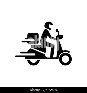 Vector minimalistische Lieferung Express Roller Motorrad mit Streifen in schwarz. Stock Vektor