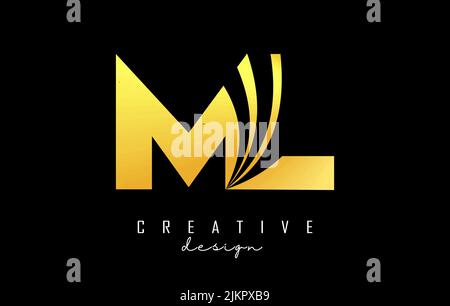 Kreatives, goldenes ml m l Logo mit führenden Linien und Straßenkonzept. Buchstaben mit geometrischem Design. Vektorgrafik mit Buchstabe und Crea Stock Vektor