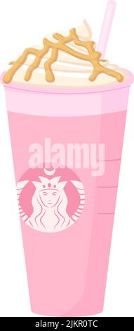 Pink Caramel Macchiato mit Schlagsahne Stock Vektor